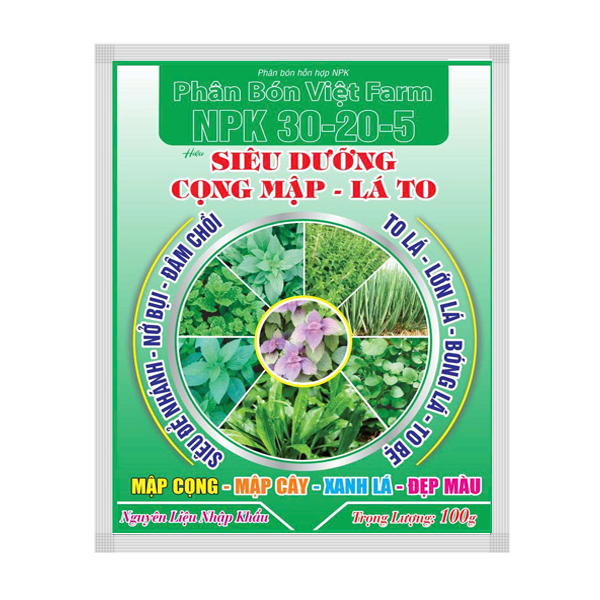 Phân bón Việt Farm NPK 30-20-5 Siêu dưỡng, cọng mập, lá to